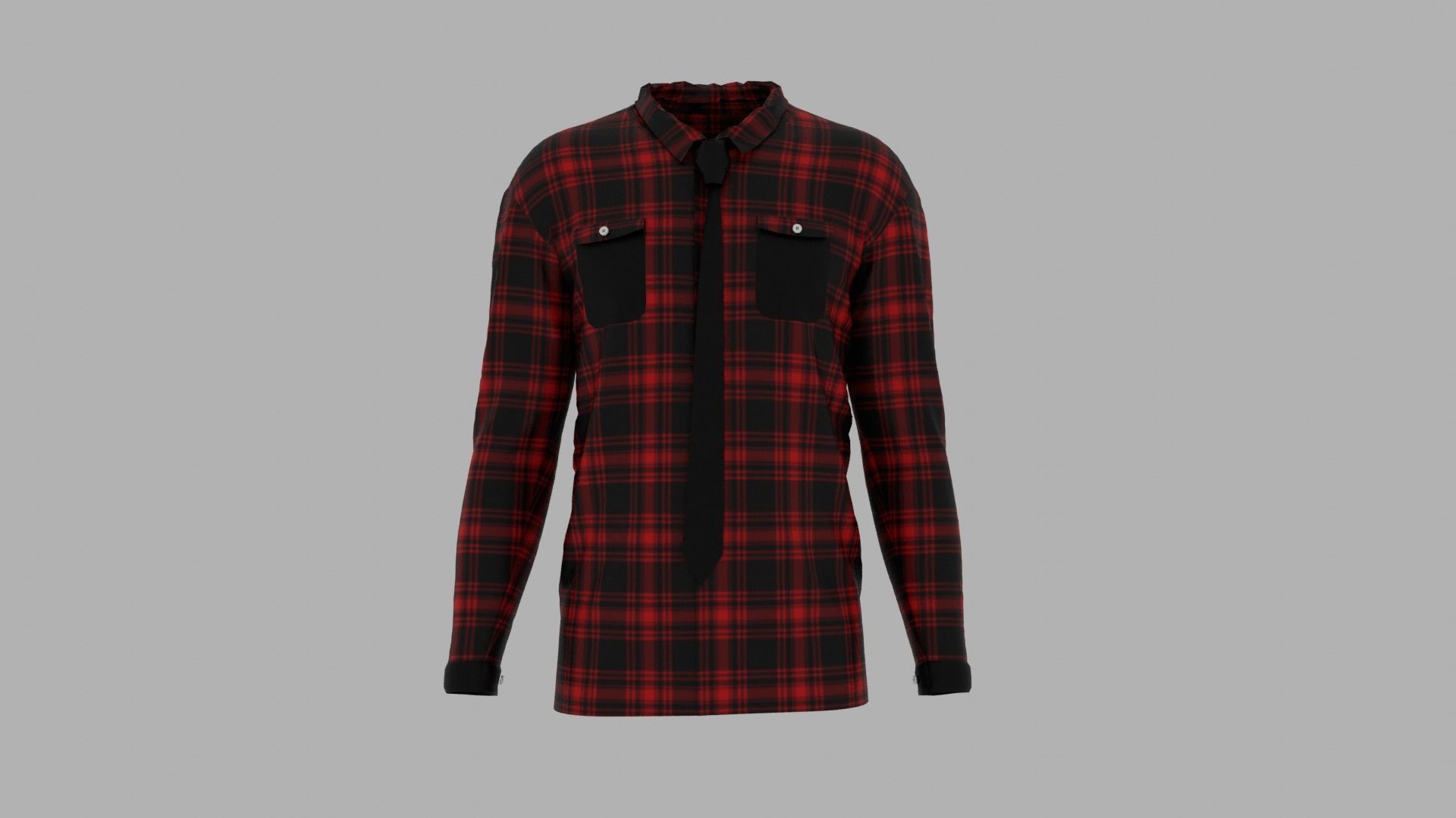 Shirt mannequin with plaid Low-poly 3D model_1