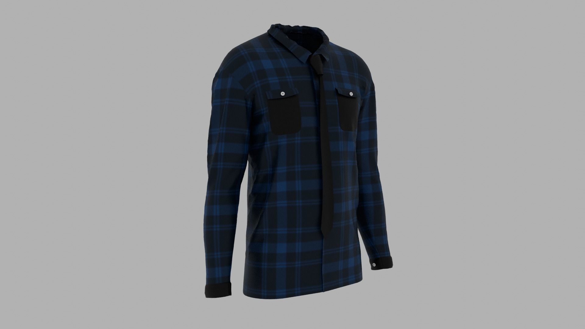 Shirt mannequin wearing plaid Low-poly 3D model_3