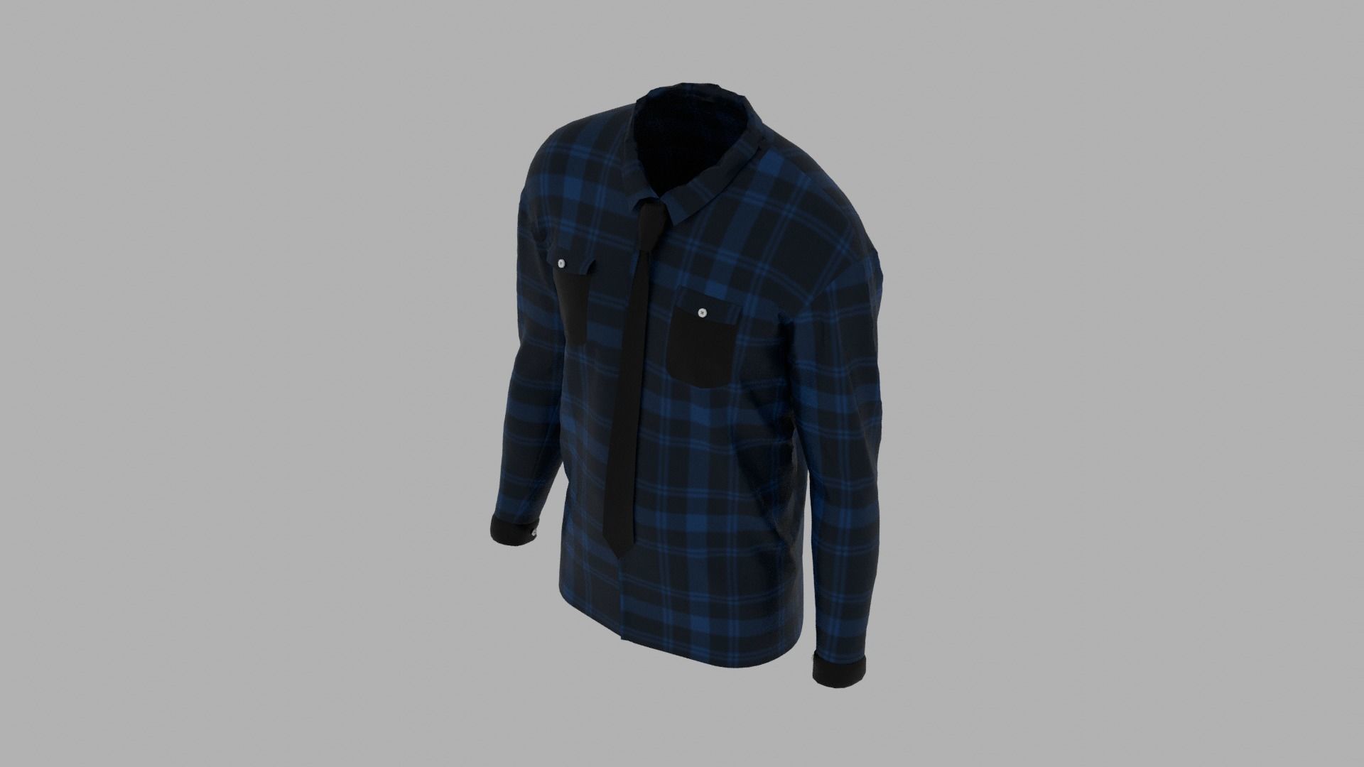 Shirt mannequin wearing plaid Low-poly 3D model_6