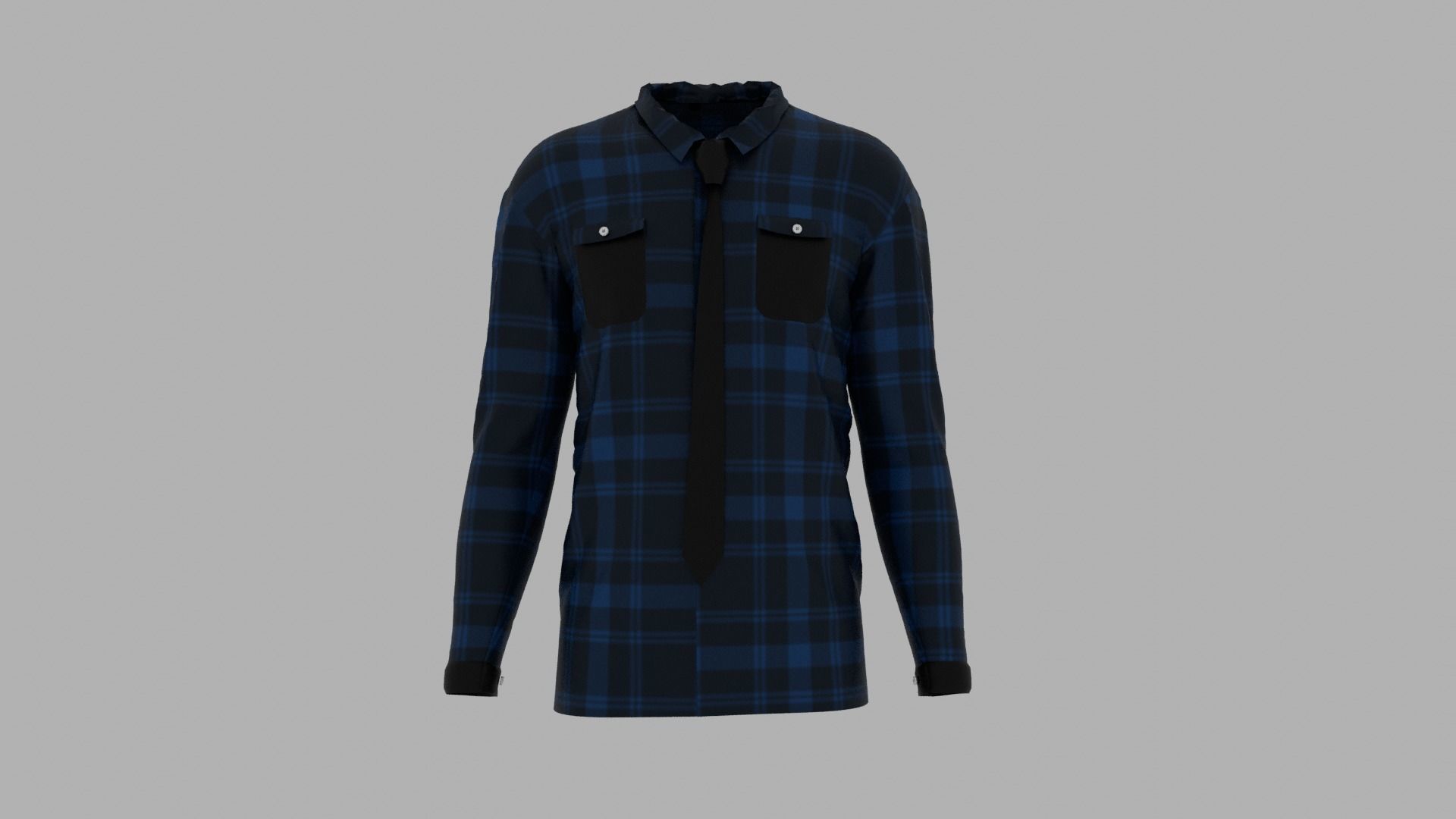 Shirt mannequin wearing plaid Low-poly 3D model_1