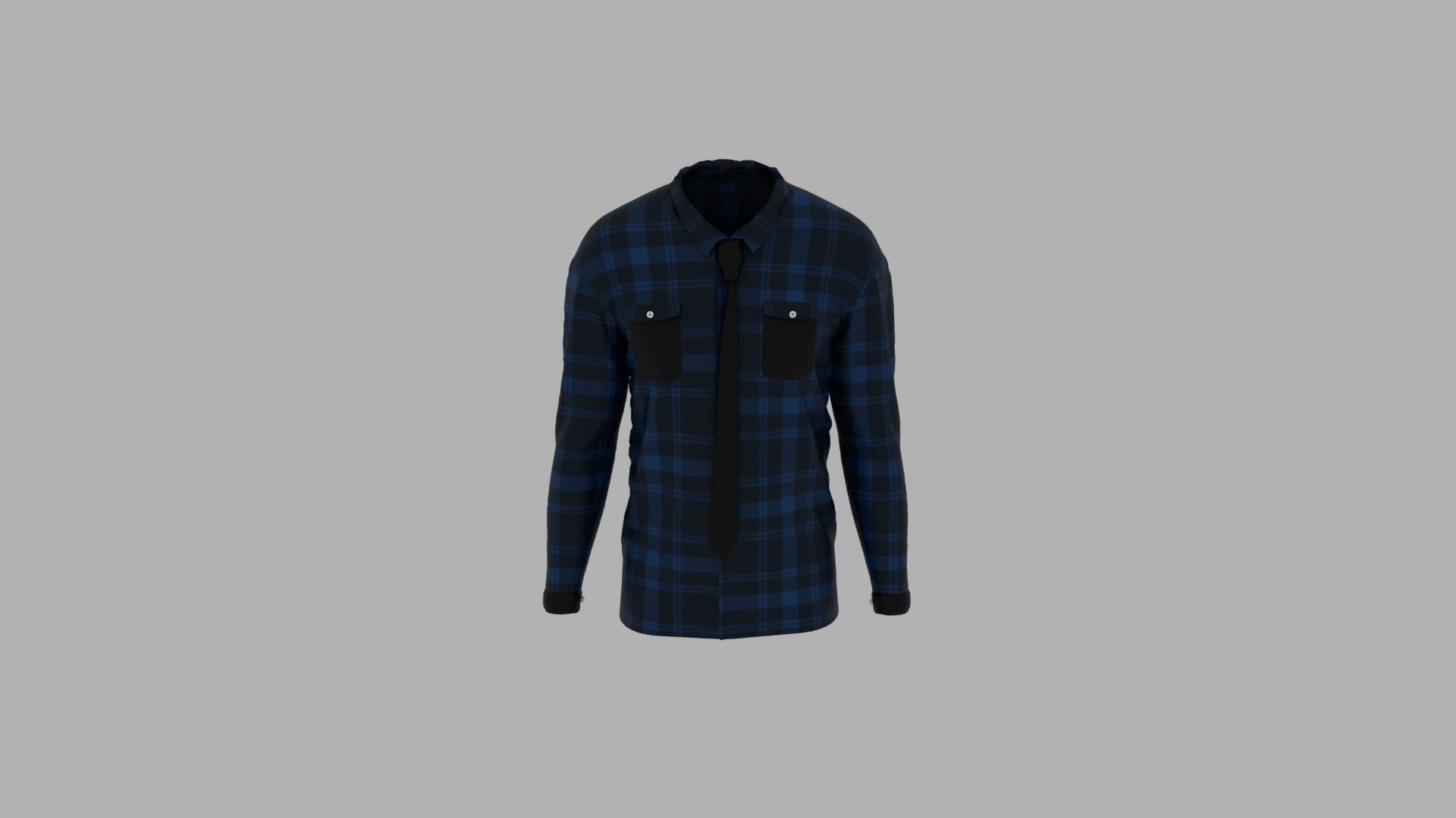 Shirt mannequin wearing plaid Low-poly 3D model_5