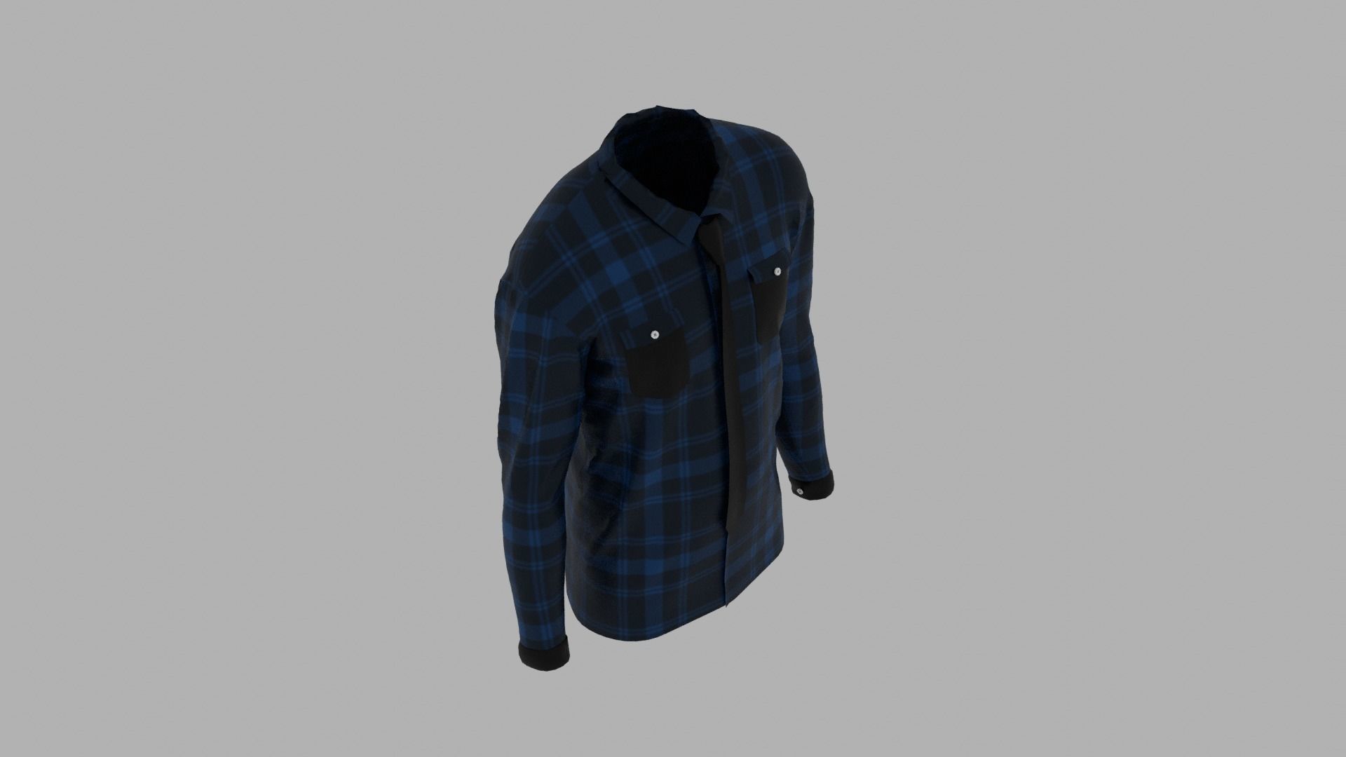 Shirt mannequin wearing plaid Low-poly 3D model_7