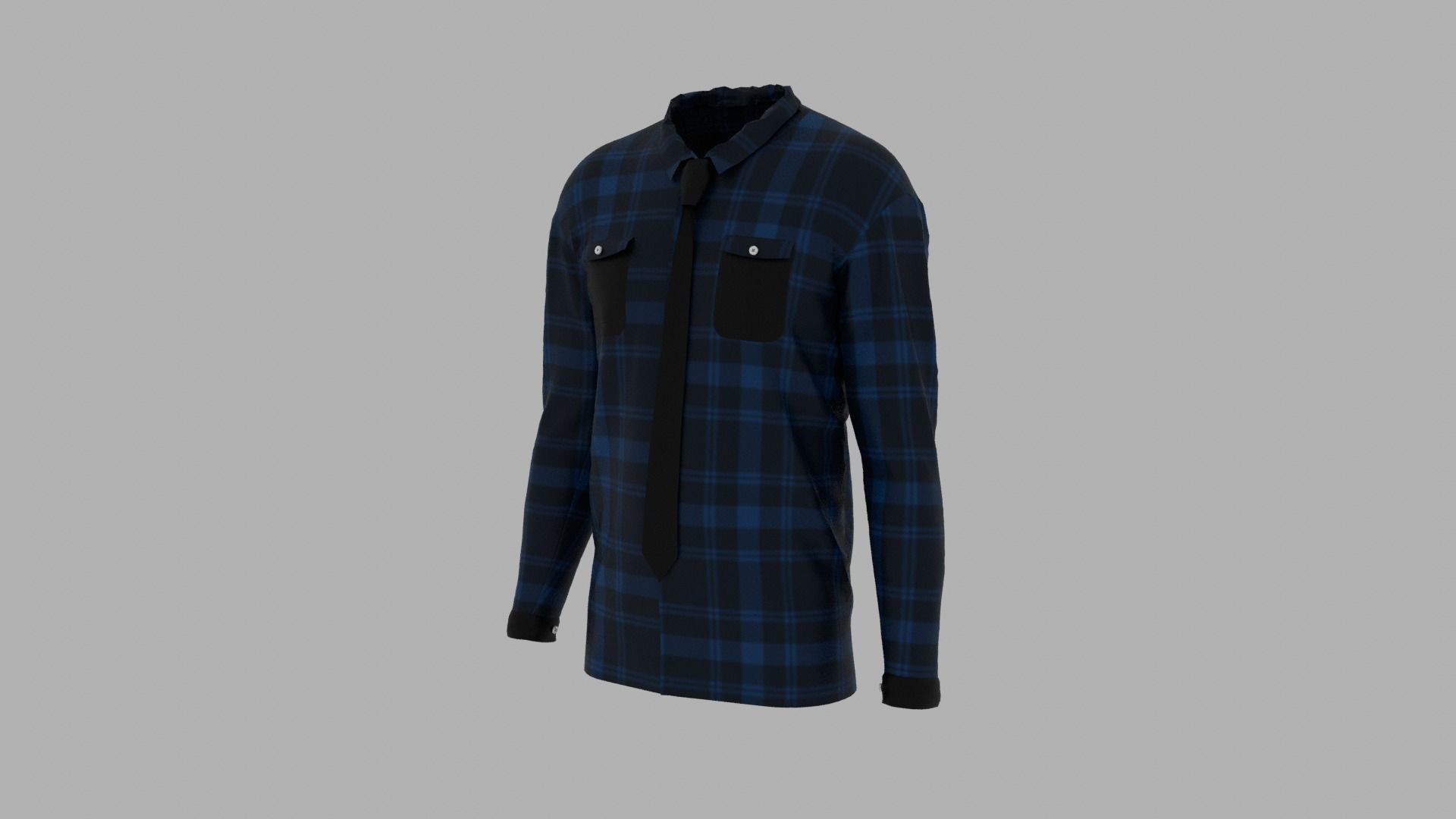 Shirt mannequin wearing plaid Low-poly 3D model_2