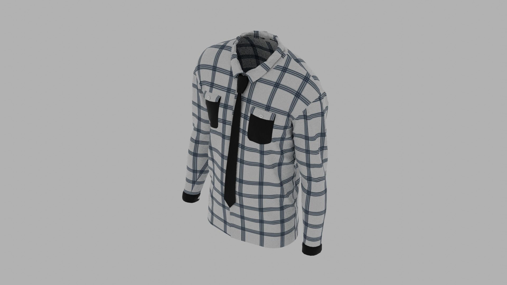 Shirt mannequin wearing plaid and tie Low-poly 3D model_6