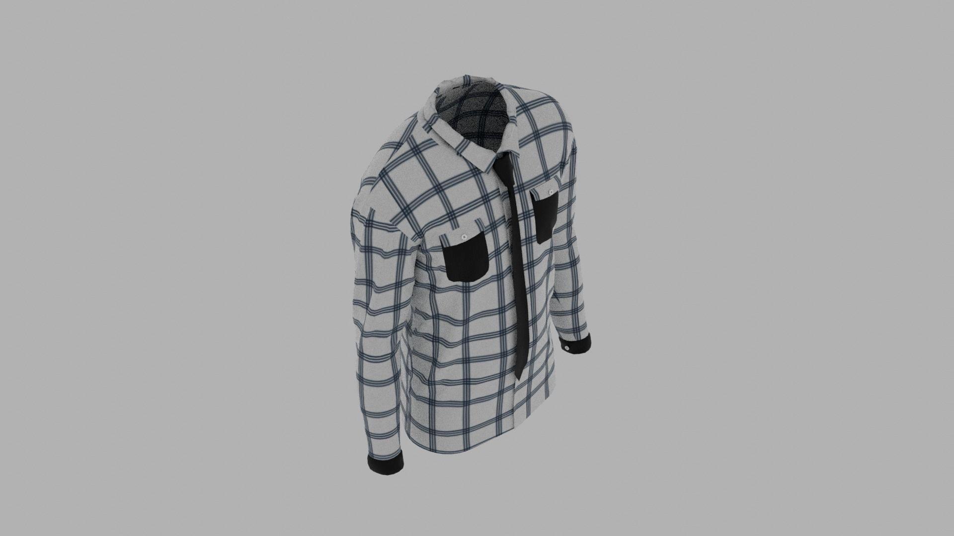 Shirt mannequin wearing plaid and tie Low-poly 3D model_7