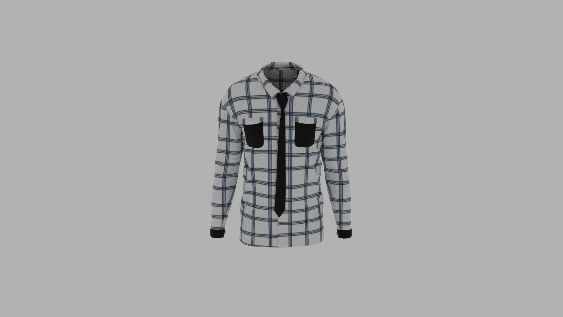 Shirt mannequin wearing plaid and tie Low-poly 3D model_5