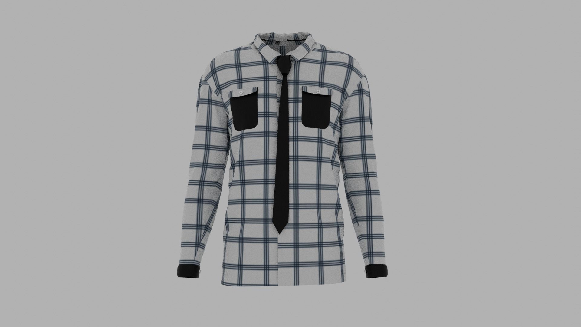 Shirt mannequin wearing plaid and tie Low-poly 3D model_1