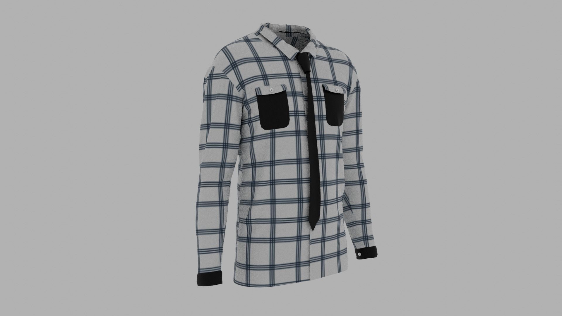 Shirt mannequin wearing plaid and tie Low-poly 3D model_3