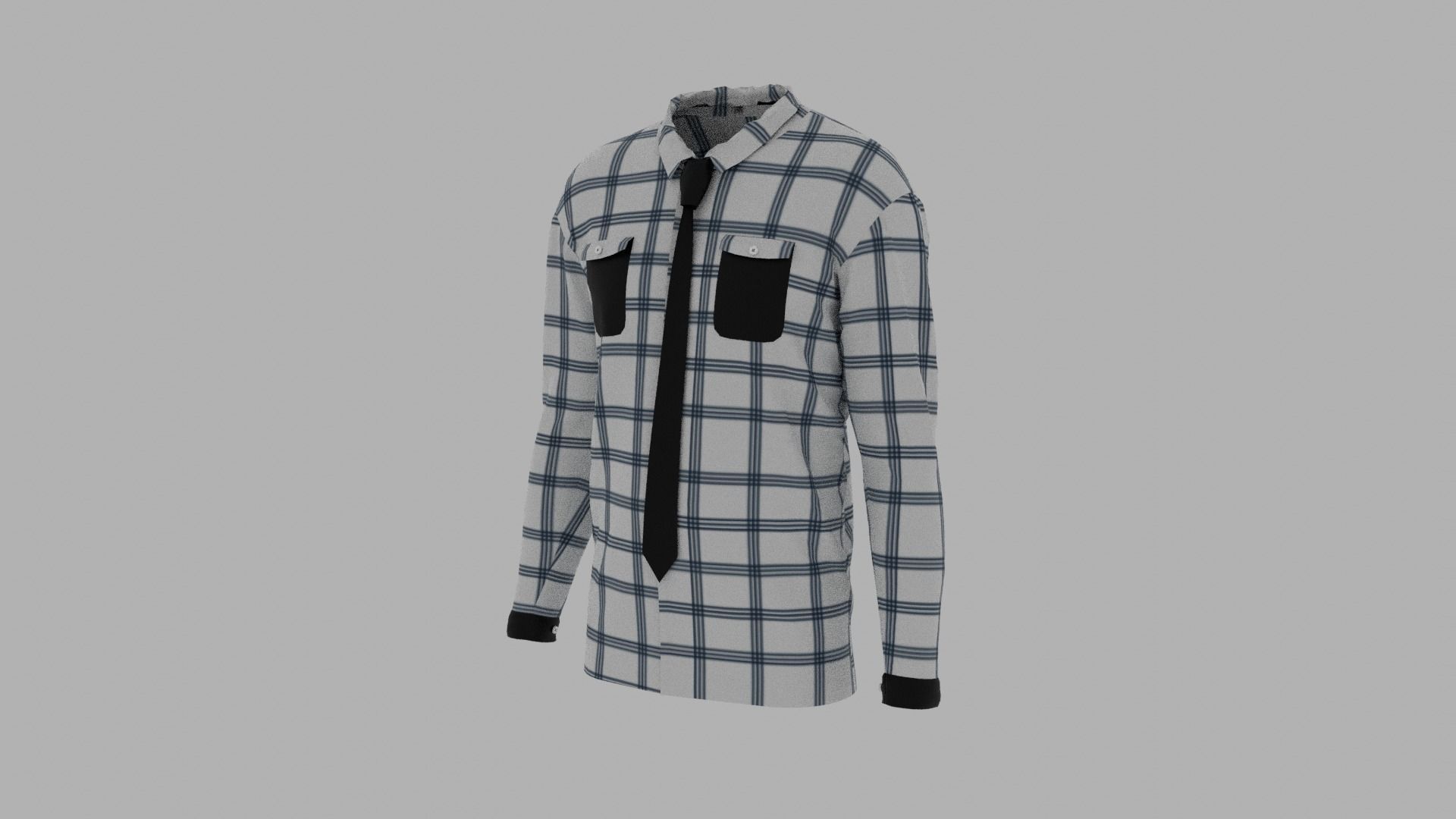 Shirt mannequin wearing plaid and tie Low-poly 3D model_2