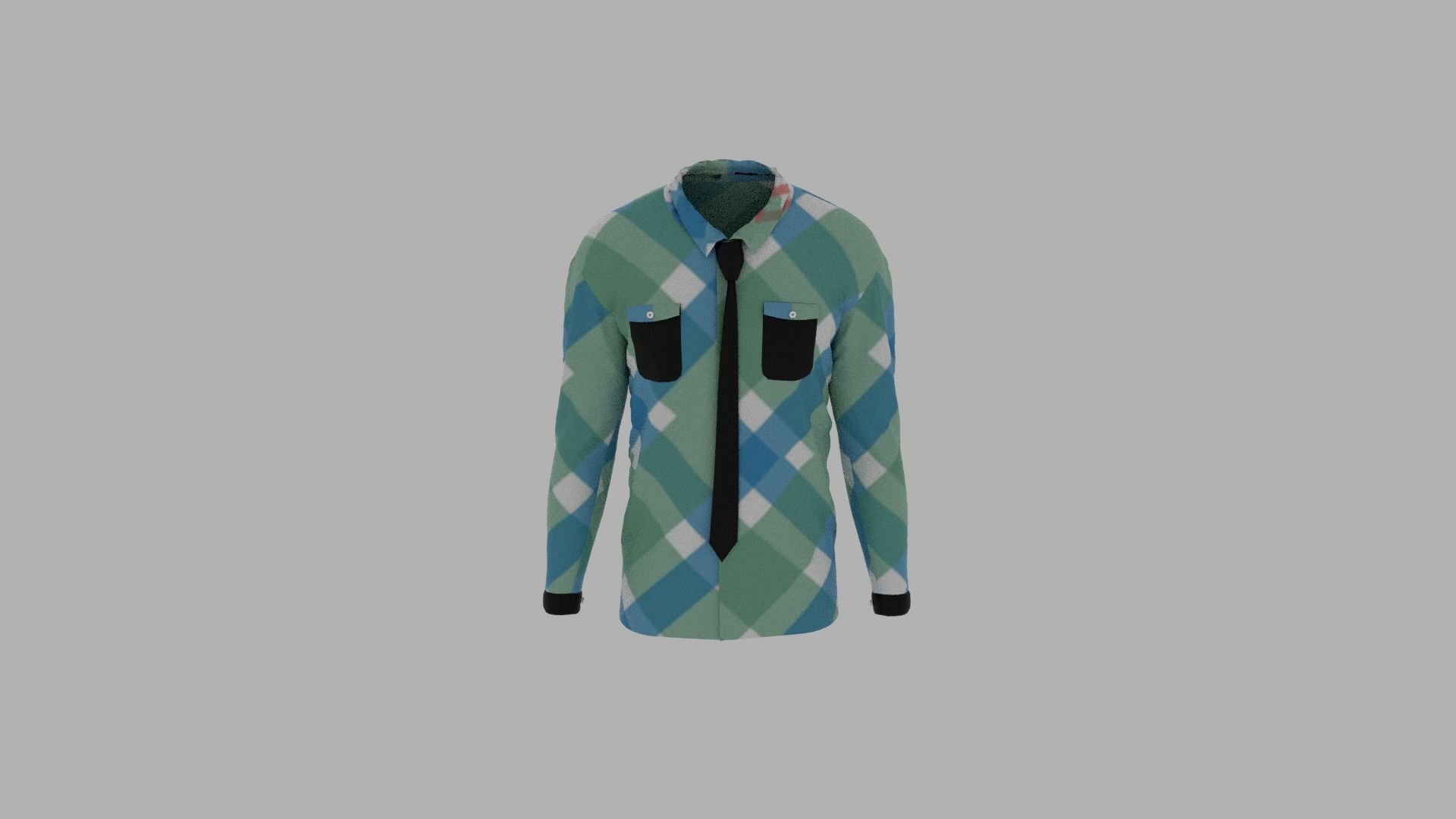 Shirt mannequin with plaid Low-poly 3D model_5