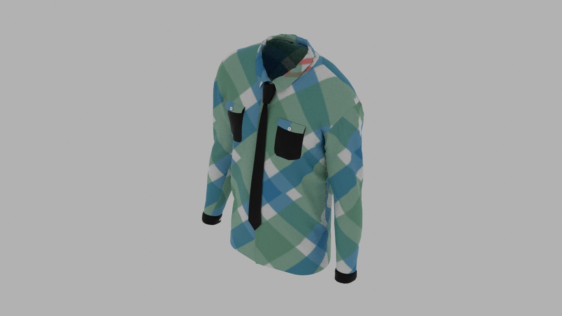 Shirt mannequin with plaid Low-poly 3D model_6