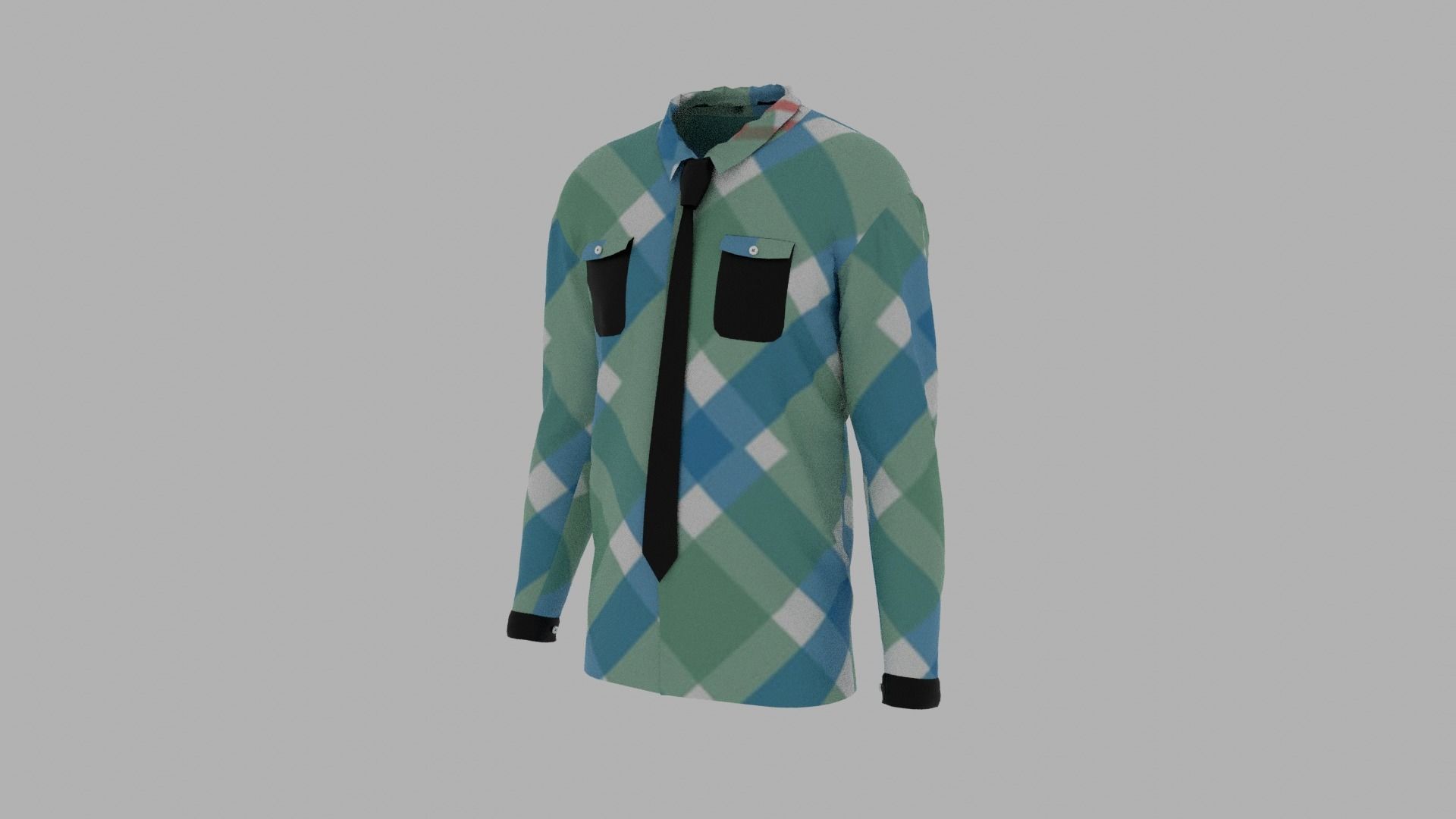 Shirt mannequin with plaid Low-poly 3D model_2