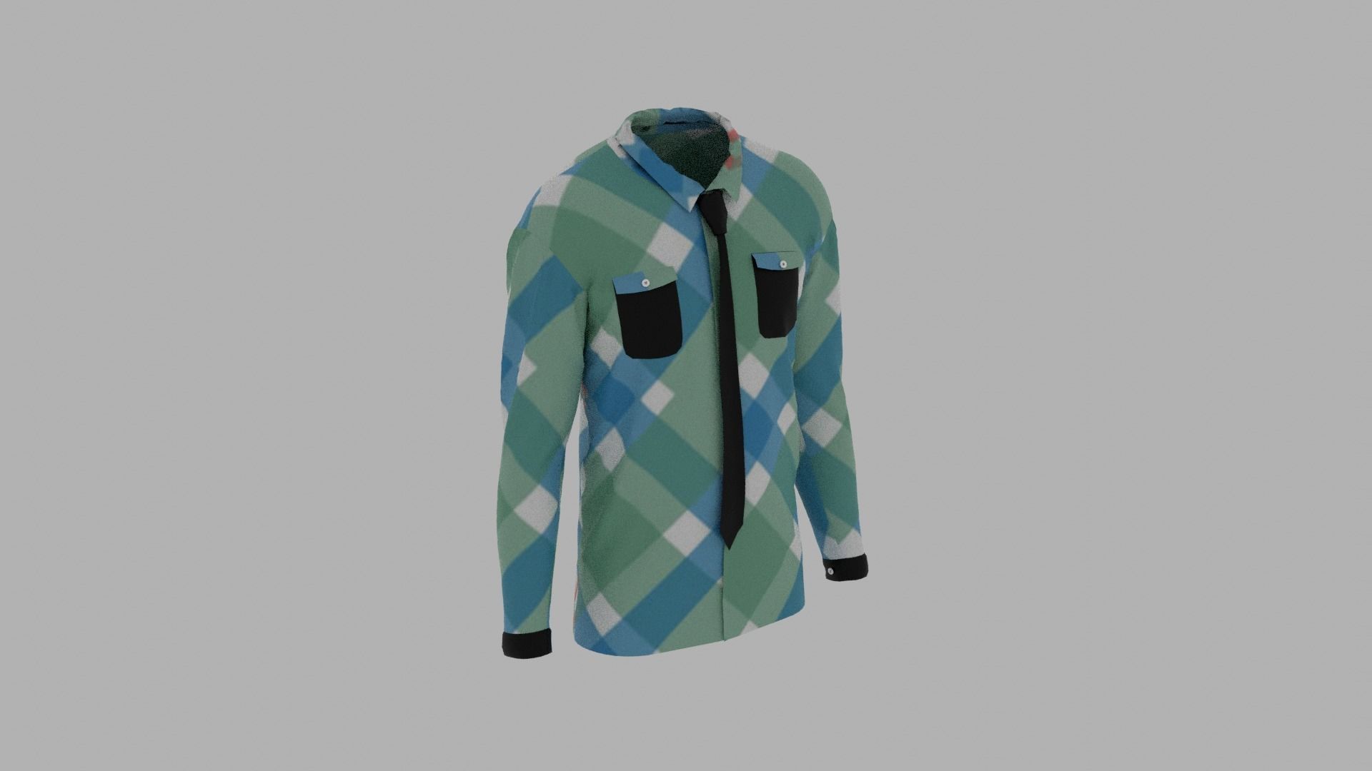 Shirt mannequin with plaid Low-poly 3D model_4