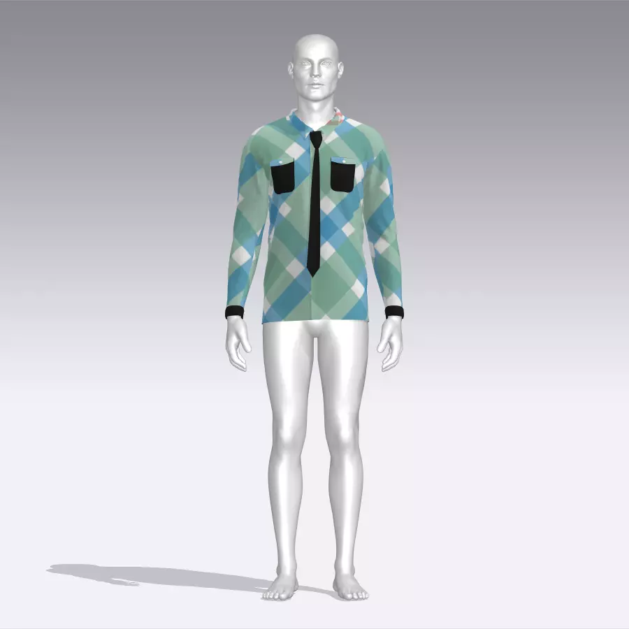 Shirt mannequin with plaid Low-poly 3D model_0
