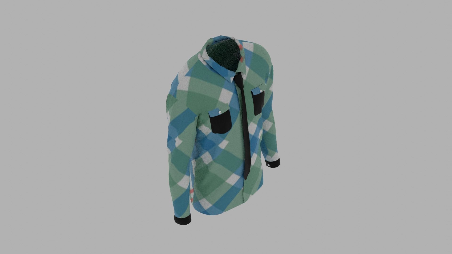 Shirt mannequin with plaid Low-poly 3D model_7