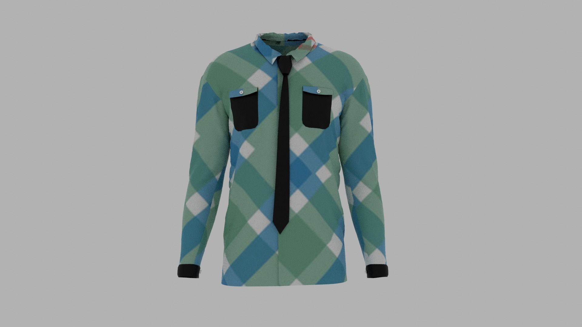 Shirt mannequin with plaid Low-poly 3D model_1