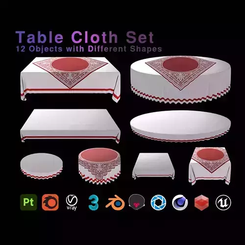 Table Cloth Set Free low-poly 3D model