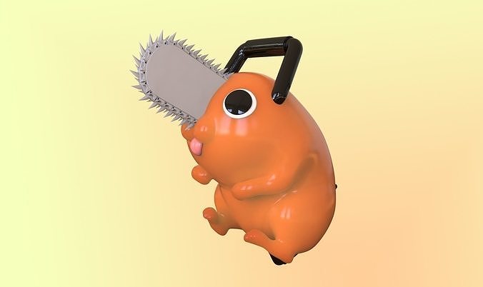 Pochita orange hamster with chainsaw 3D print model