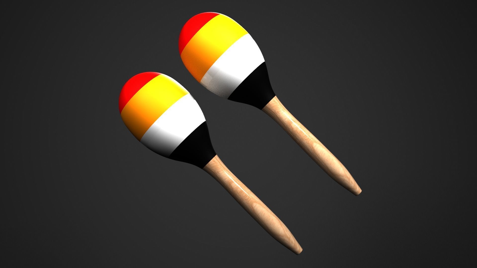 Maracas Percussion Instruments 3D model_1