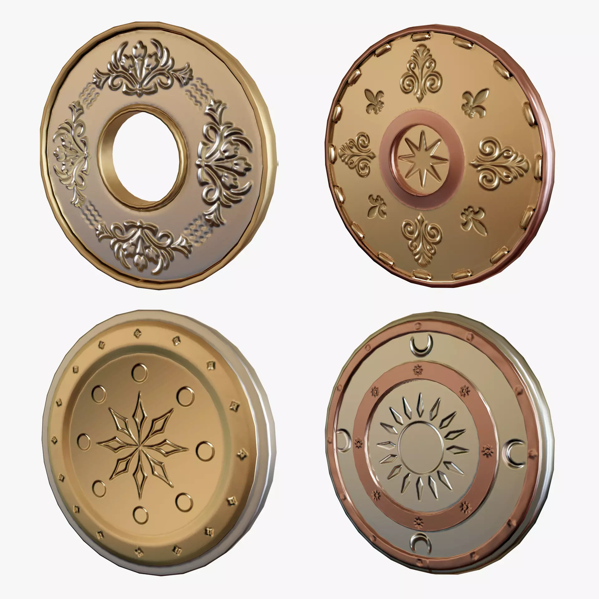 Metallic Coins Pack01 Low-poly 3D model_0