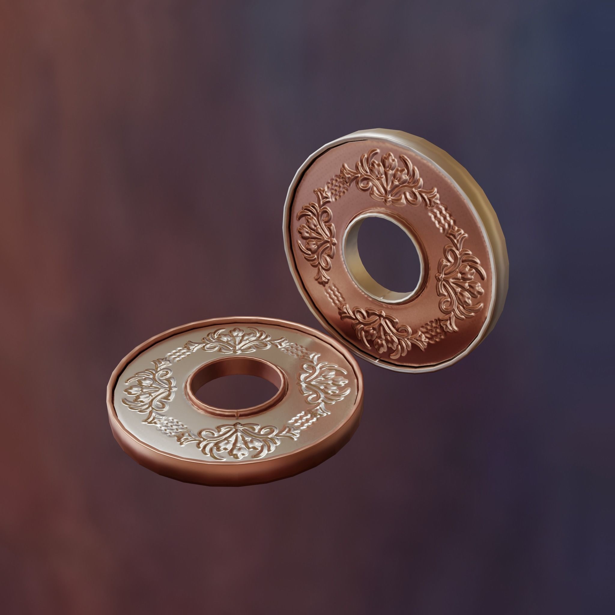 Metallic Coins Pack01 Low-poly 3D model_5
