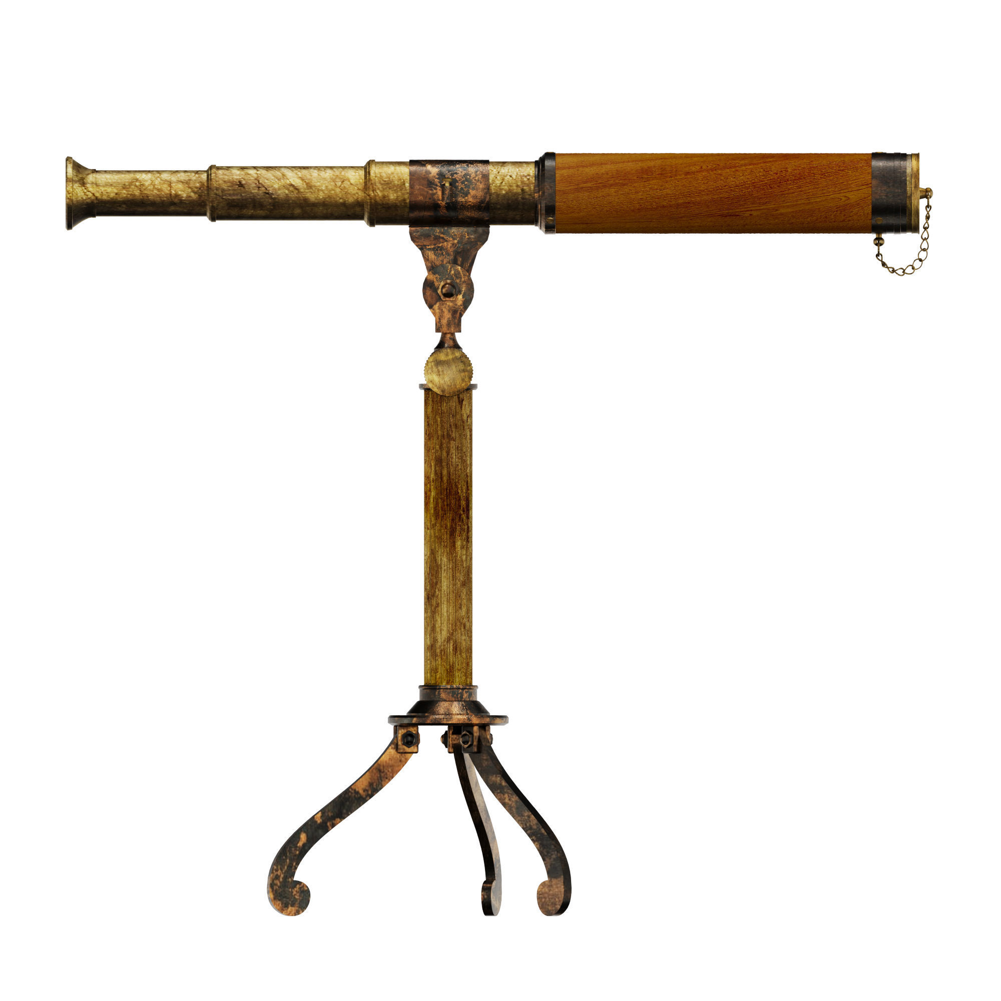 3D Antique Antique Telescope Tripod model 3D model_5