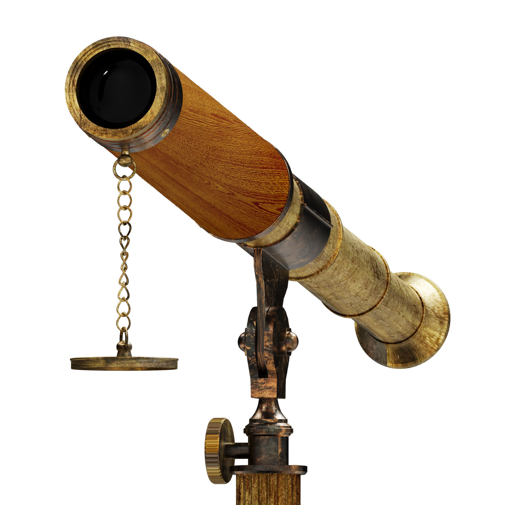 3D Antique Antique Telescope Tripod model 3D model_3