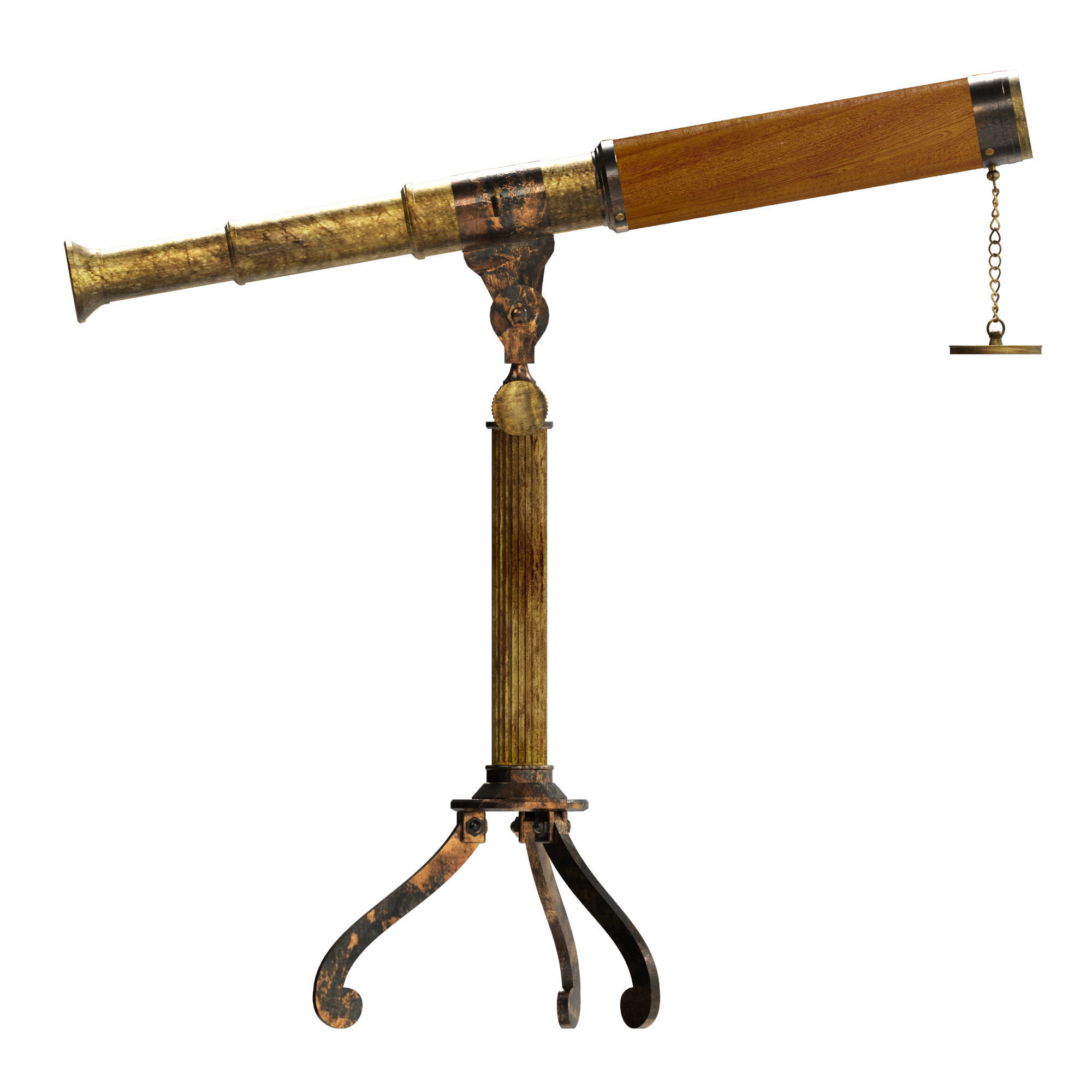 3D Antique Antique Telescope Tripod model 3D model_4