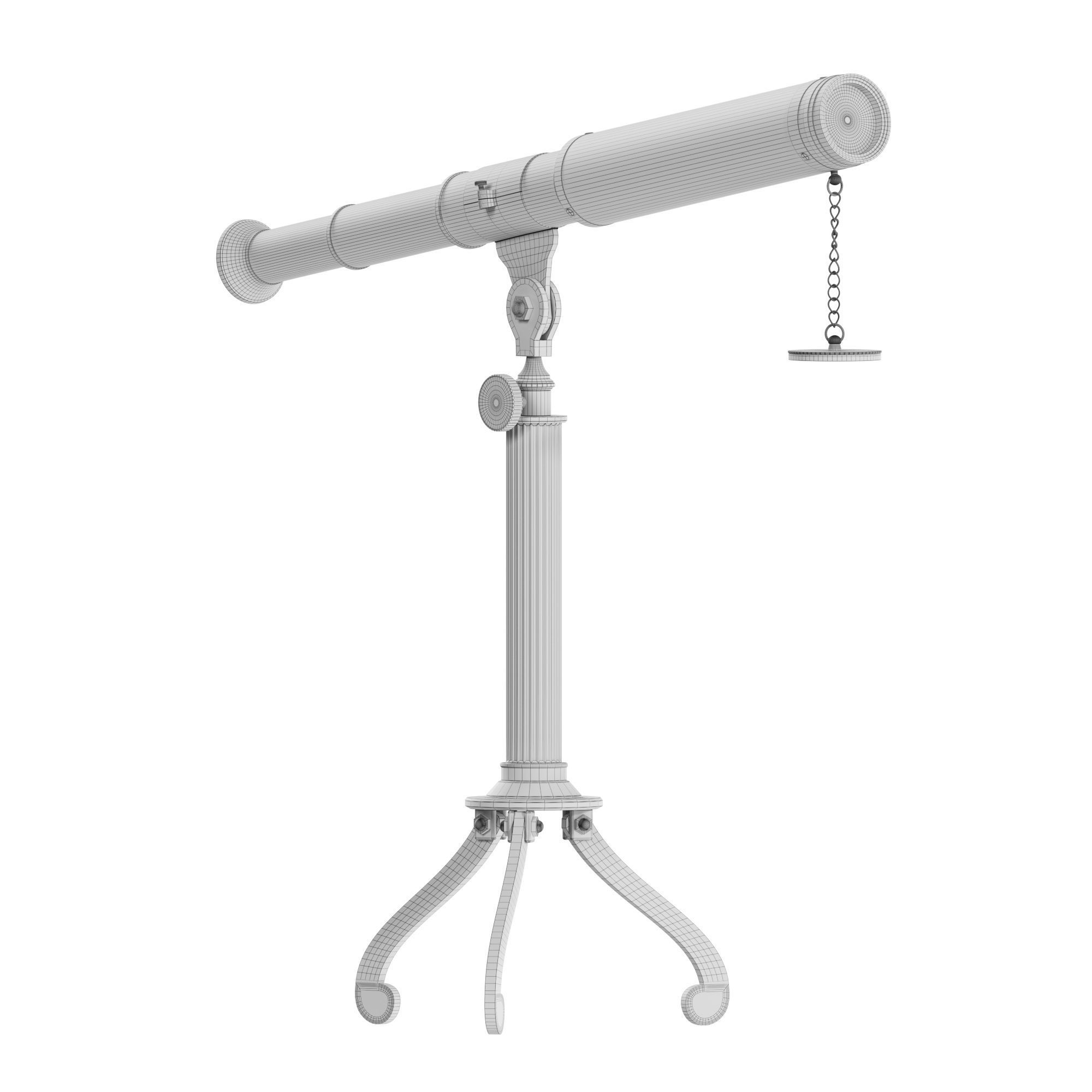 3D Antique Antique Telescope Tripod model 3D model_7