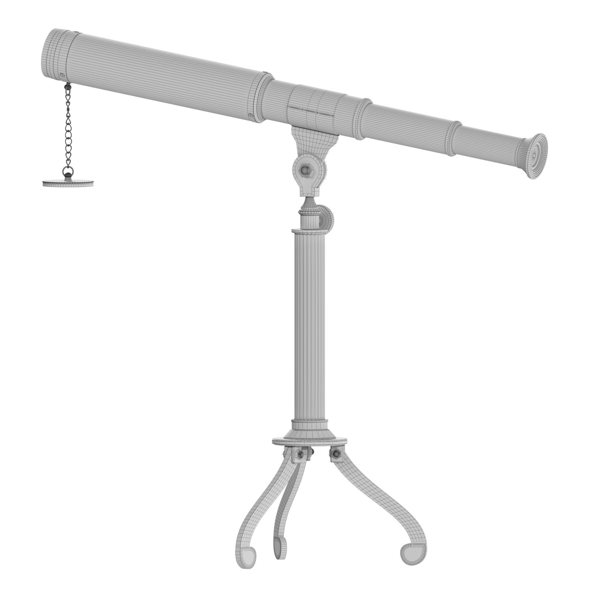 3D Antique Antique Telescope Tripod model 3D model_9