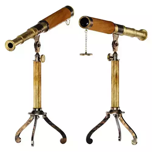 3D Antique Antique Telescope Tripod model 3D model