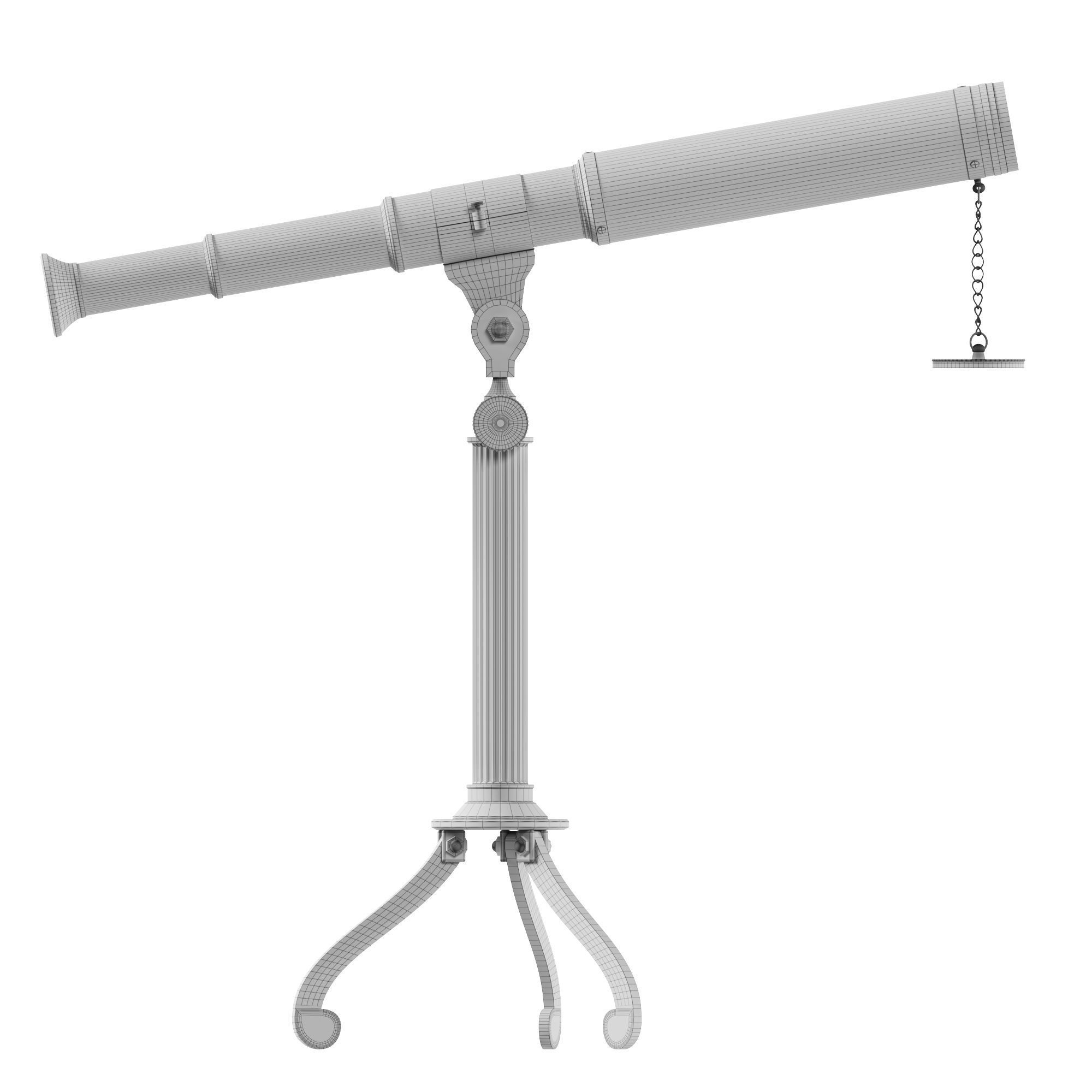 3D Antique Antique Telescope Tripod model 3D model_8