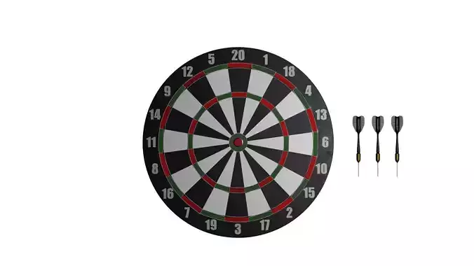 Darts dart board and 3D model