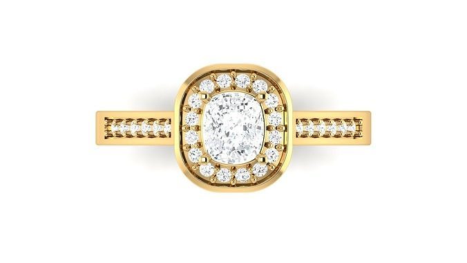 Solitaire Wedding Engagement Women Halo Ring  3D print model