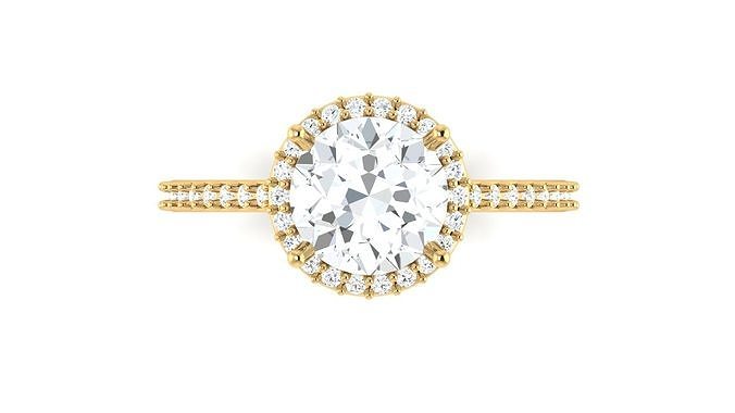 Solitaire Wedding Engagement Women Halo Ring  3D print model