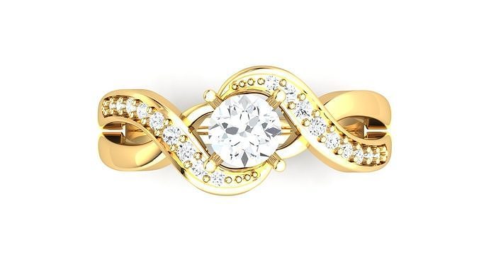 Solitaire Wedding Engagement Women Bypass Ring  3D print model