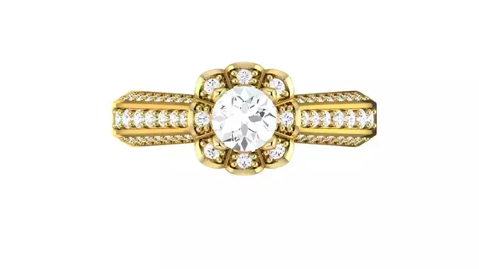 Solitaire Wedding Engagement Women Flower Ring 