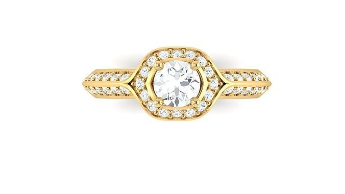 Solitaire Wedding Engagement Women Halo Ring  3D print model