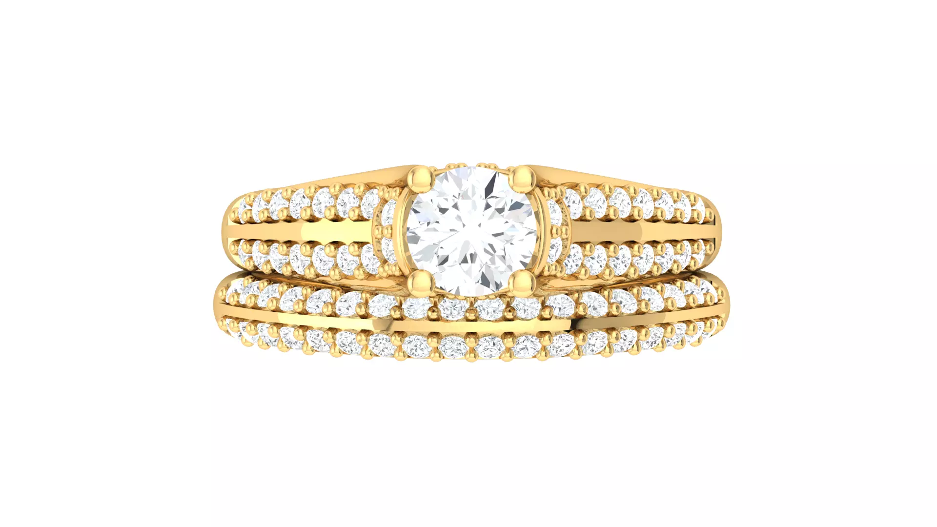 Solitaire Wedding Engagement Women Double band Ring 3D print model