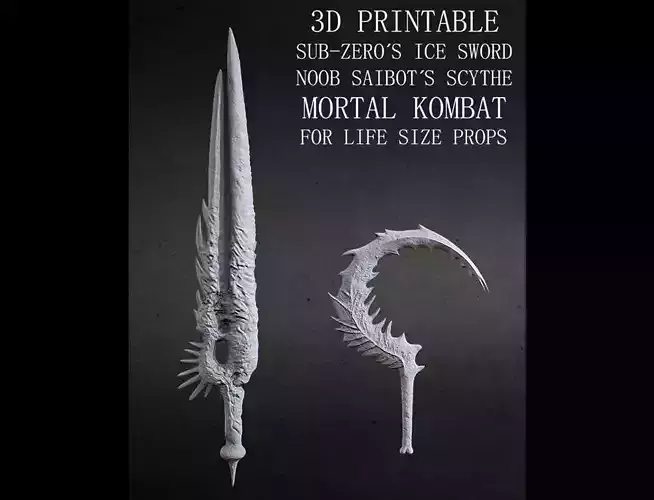 3D PRINTABLE SUB ZERO SWORD AND NOOB SAIBOT SCYTHE MORTAL KOMBAT 3D print model