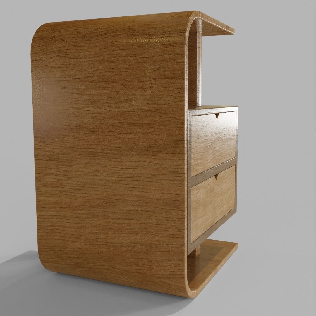 2 Drawer table furniture 3D model_6