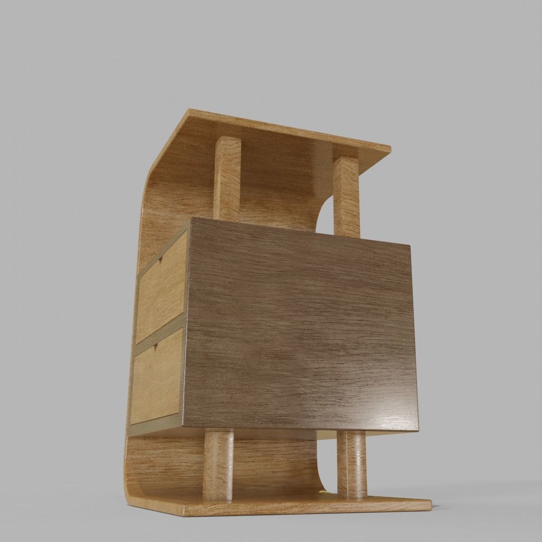 2 Drawer table furniture 3D model_2