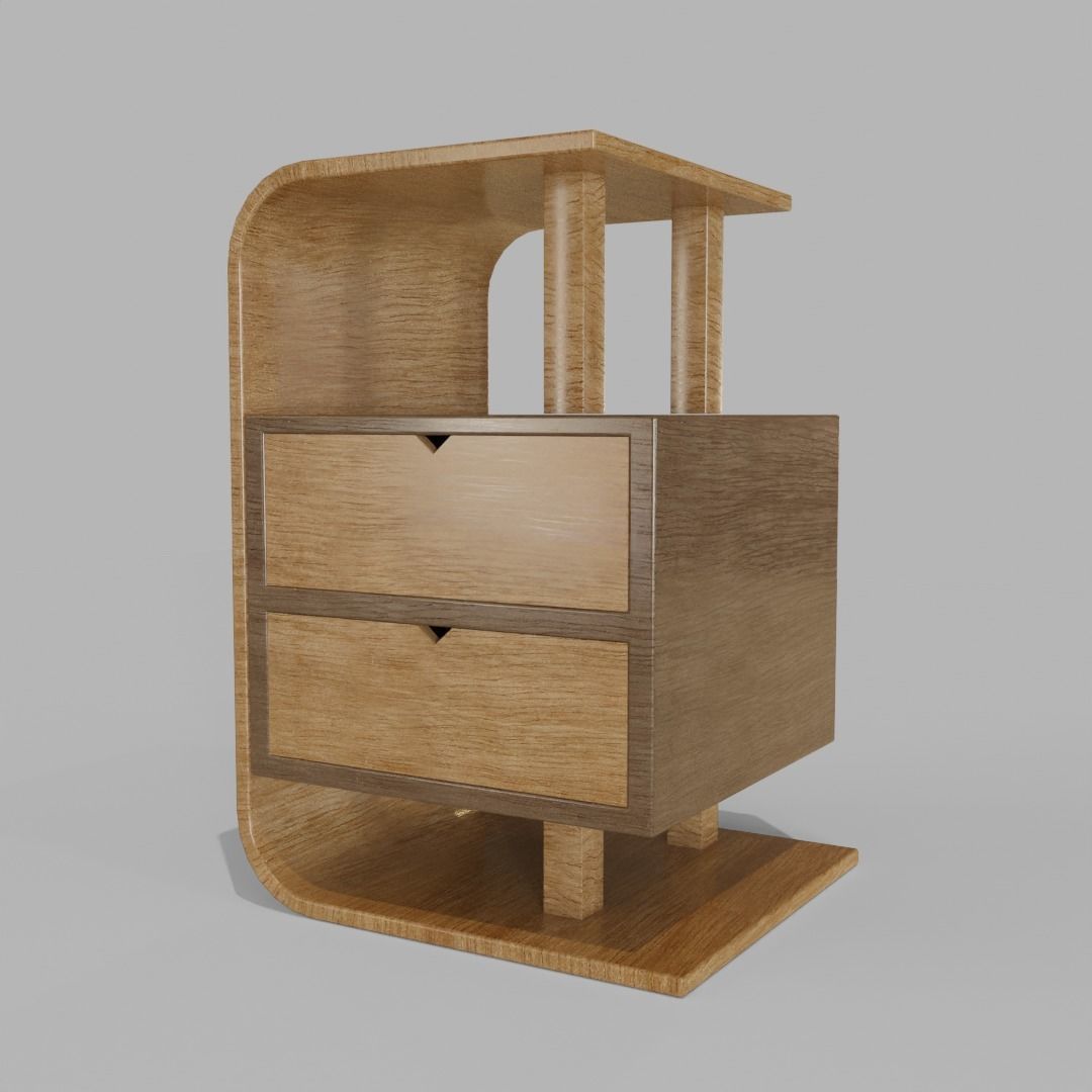 2 Drawer table furniture 3D model_4