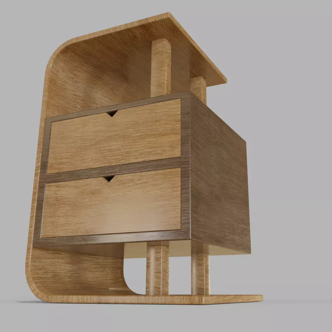 2 Drawer table furniture 3D model_0