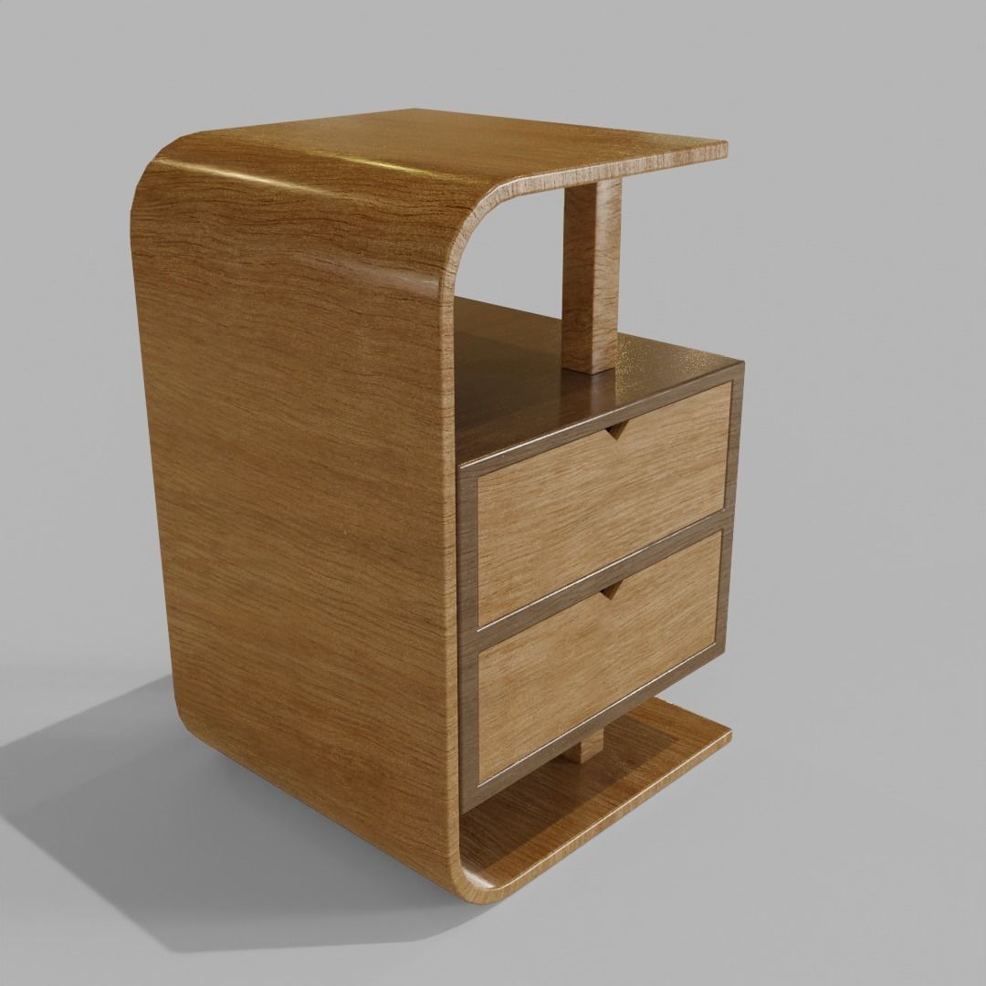 2 Drawer table furniture 3D model_5