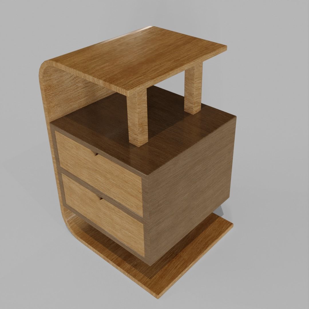 2 Drawer table furniture 3D model_3