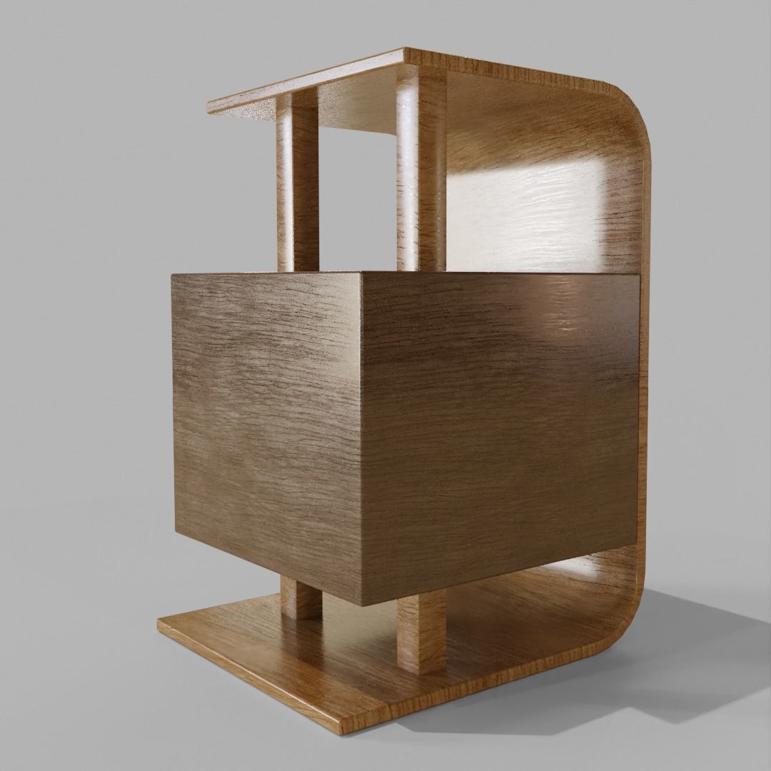 2 Drawer table furniture 3D model_7