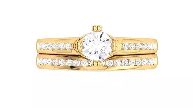 Solitaire Wedding Engagement Women Double Band Ring 