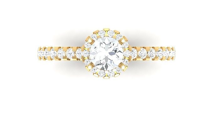 Solitaire Wedding Engagement Women Halo Ring  3D print model
