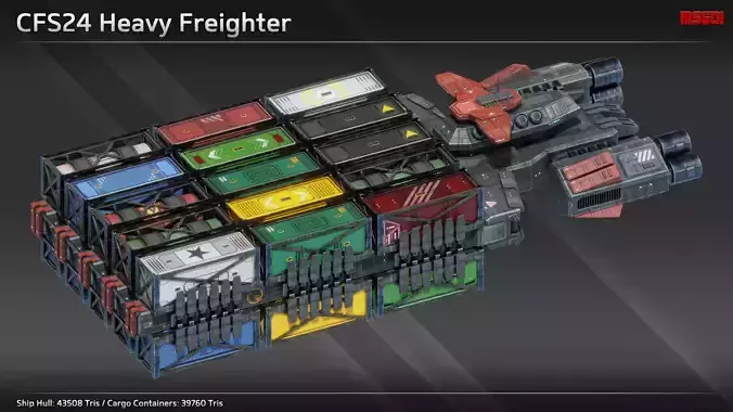 Spaceship CFS24 Heavy Freighter Low-poly 3D model